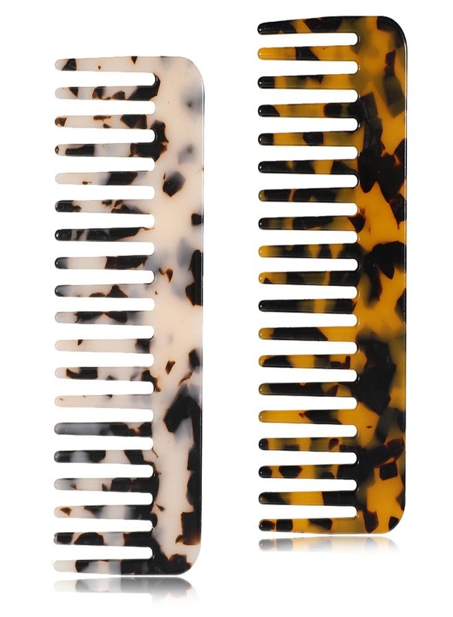 Larrel 2 Pcs Travel Comb, Portable Mini Wide Tooth Comb No Handle Pocket Size Combs for Women for Thick Curly Wavy Wet and Dry Hair (Beige, Tortoise Shell) - Image 1